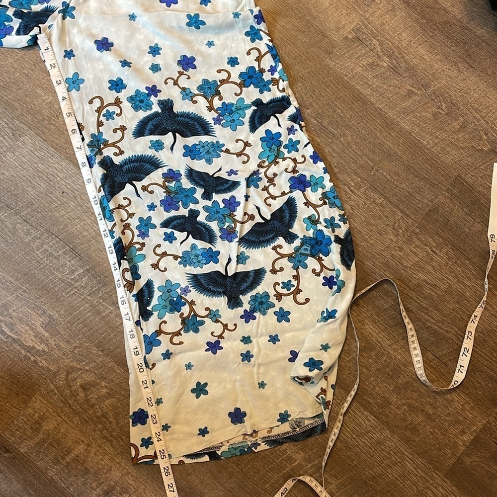Jaase Blue Floral Bird Wide Leg Boho Palazzo Pants size XS - Picture 15 of 16